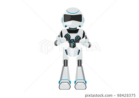 Business flat cartoon style drawing robot showing thumbs down sign gesture. Dislike, disagree, disappointment, disapprove, no deal. Robotic artificial intelligence. Graphic design vector illustration Business flat cartoon style drawing robot showing thumbs down sign gesture. Dislike, disagree, disappointment, disapprove, no deal. Robotic artificial intelligence. Graphic design vector illustration 98428375