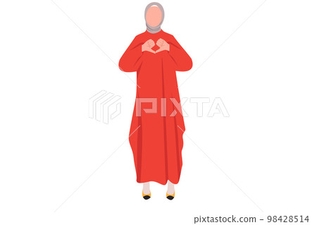 Business design drawing frustrated fashionable Arabian businesswoman showing thumbs down sign. Female manager making dislike, bad or negative gesture with hand. Flat cartoon style vector illustration Business design drawing frustrated fashionable Arabian businesswoman showing thumbs down sign. Female manager making dislike, bad or negative gesture with hand. Flat cartoon style vector illustration 98428514