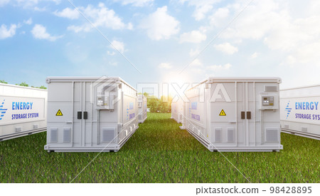 Energy storage systems or battery container units on field 98428895