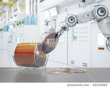 Semiconductor manufacturing with robotic arms with silicon wafers 98428969