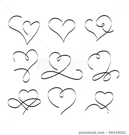 線條畫心圖標集 98429042