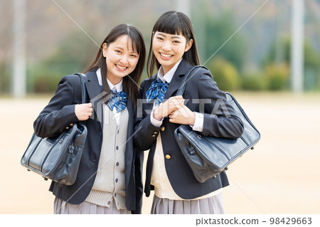 High school girl schoolyard 98429663