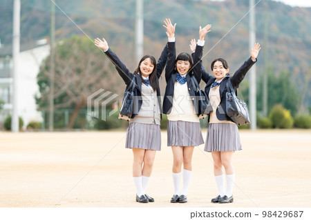 High school girl schoolyard school commute High school girl schoolyard school commute 98429687