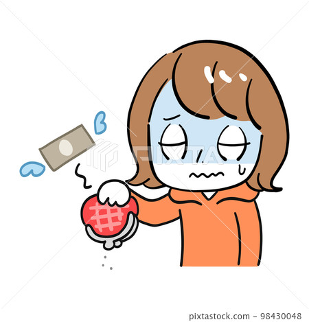 Woman running out of money turning pale Woman running out of money turning pale 98430048