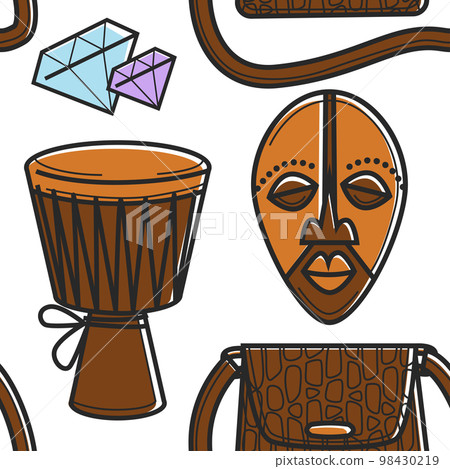 South Africa symbols seamless pattern tomtom and mask South Africa symbols seamless pattern tomtom and mask 98430219