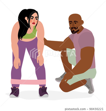 Young woman workout with a personal trainer 98430221