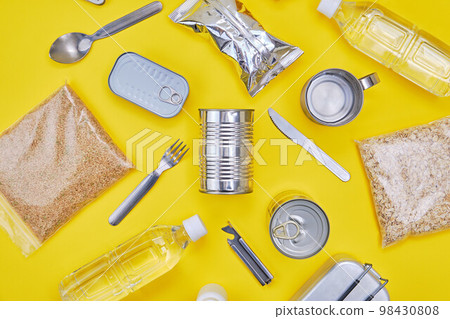 stockpile food over yellow background 98430808