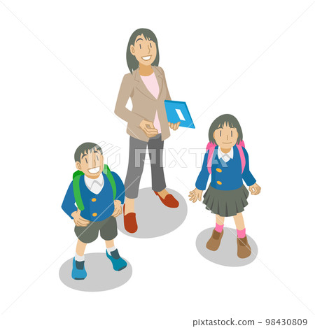 仰望天空的小學生和老師 98430809