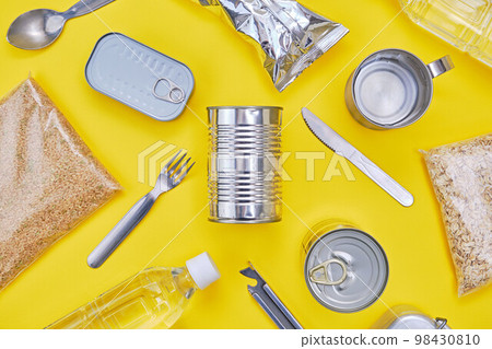 stockpile food over yellow background 98430810