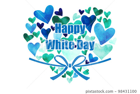 White day logo with a collection of watercolor-style hearts and a ribbon 98431100