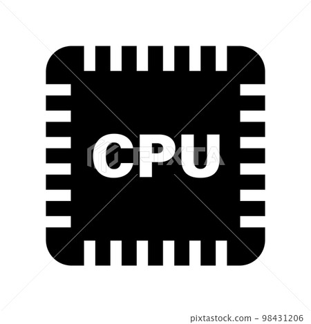 Cpu 剪影圖標。處理器圖標。向量。 98431206