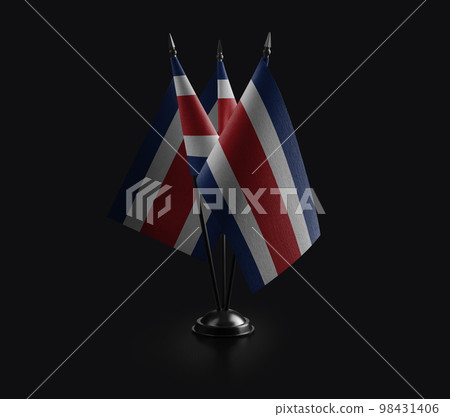 Small national flags of the Costa Rica on a black background Small national flags of the Costa Rica on a black background 98431406