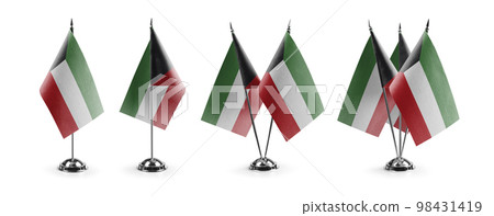 Small national flags of the Kuwait on a white background 98431419
