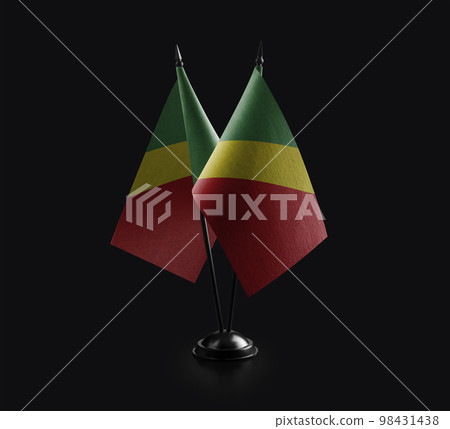 Small national flags of the Congo on a black background 98431438