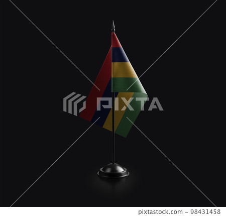 Small national flags of the Mauritius on a black background Small national flags of the Mauritius on a black background 98431458