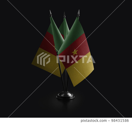 Small national flags of the Cameroon on a black background Small national flags of the Cameroon on a black background 98431586