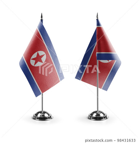 Small national flags of the North Korea on a white background Small national flags of the North Korea on a white background 98431633