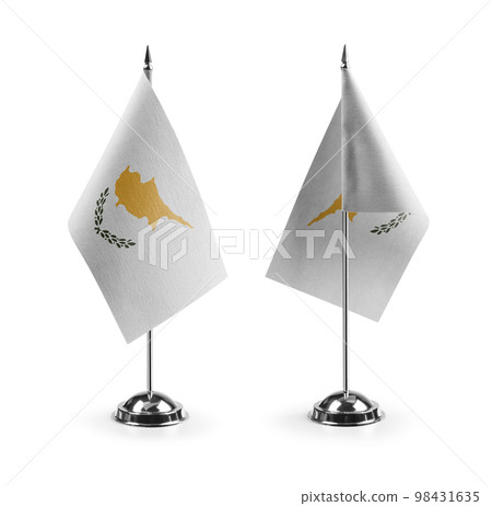 Small national flags of the Cyprus on a white background 98431635