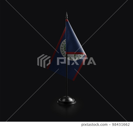 Small national flag of the Belize on a black background 98431662