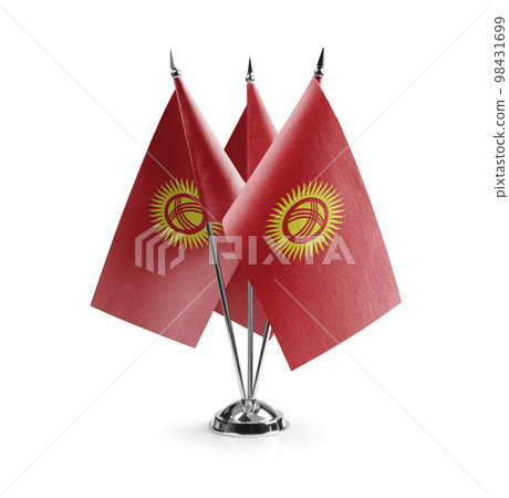 Small national flags of the Kirghizia on a white background 98431699
