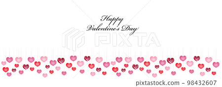 Pink heart-shaped chocolate and English letters for Valentine's Day White background banner material 98432607