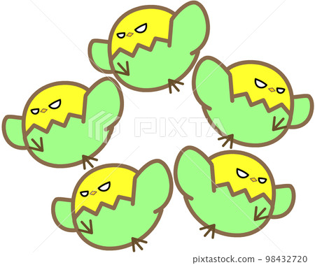 Horde of green chick-shaped monsters Horde of green chick-shaped monsters 98432720