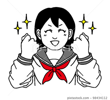 擺出膽量姿勢的水手服女學生(簡單) 擺出膽量姿勢的水手服女學生(簡單) 98434112