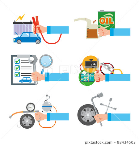 Car maintenance item illustration set 98434502