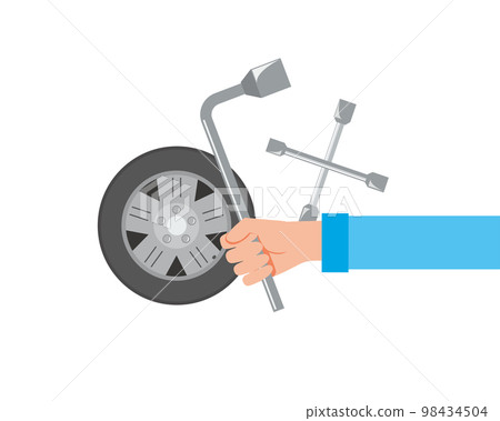Workers who change tires Workers who change tires 98434504