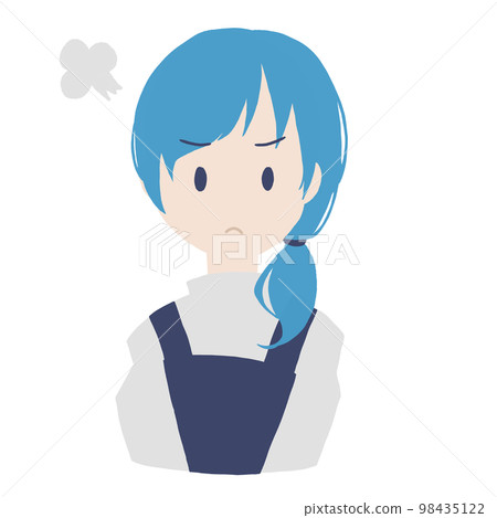 穿著圍裙、臉色憤怒的簡單女人 98435122