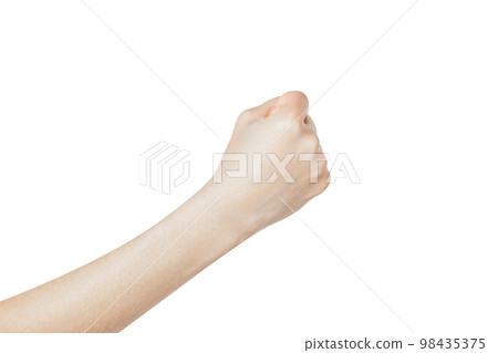 Fist - hand gesture. Fist isolated on white background. Gesture threat Fist - hand gesture. Fist isolated on white background. Gesture threat 98435375