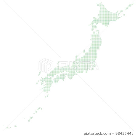 Green round dot Japan map material 98435443