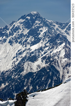 Mt. Maehotaka seen from the descent to Mt. Maejonendake and climbers going along the ridge 98435523