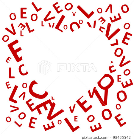 Valentine day postcard red typography love letter with heart in the center on white background Vector illustration Valentine day postcard red typography love letter with heart in the center on white background Vector illustration 98435542