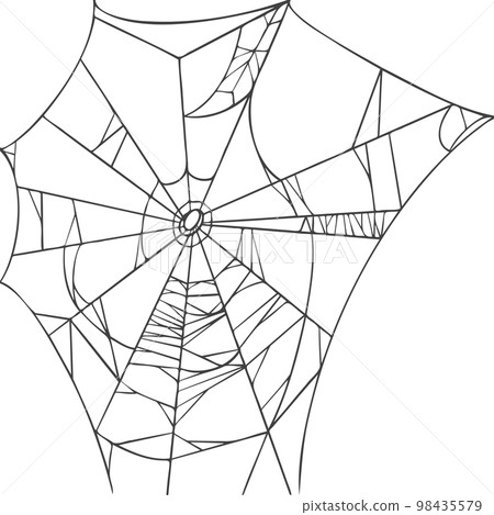 Spider web isolated on white background. Realistic hand drawn line sketch. Halloween spooky cobwebs. Outline black vector illustration. Spider web isolated on white background. Realistic hand drawn line sketch. Halloween spooky cobwebs. Outline black vector illustration. 98435579