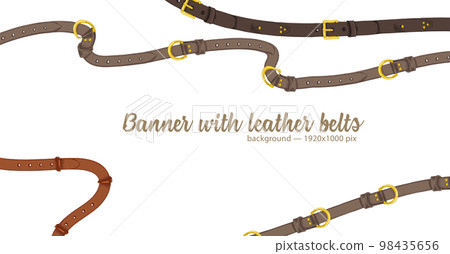 Horizontal web banner with abstract pattern of hand-drawn sketch leather belt isolated on white background. Great design for fashion, textile, jewelry label, decorative frame Horizontal web banner with abstract pattern of hand-drawn sketch leather belt isolated on white background. Great design for fashion, textile, jewelry label, decorative frame 98435656