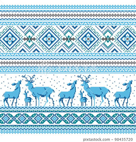 Set of Ethnic holiday ornament pattern in different colors Set of Ethnic holiday ornament pattern in different colors 98435720