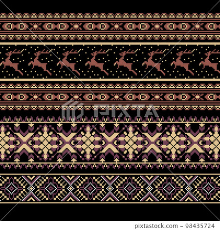 Set of Ethnic holiday ornament pattern in brown colors 98435724