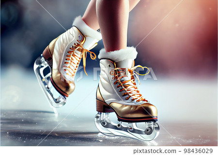 the girl on the figured skates on a opened skating ring 98436029