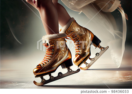 the girl on the figured skates on a opened skating ring 98436033