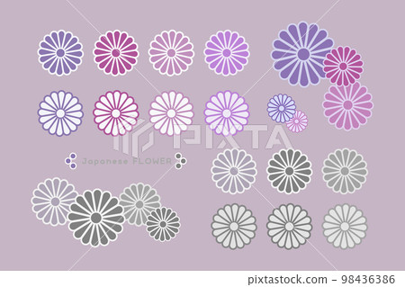 多彩的日式菊花插畫矢量 多彩的日式菊花插畫矢量 98436386