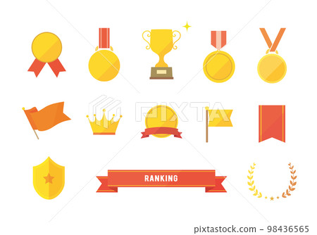 Flat medals and ranking icons set 98436565