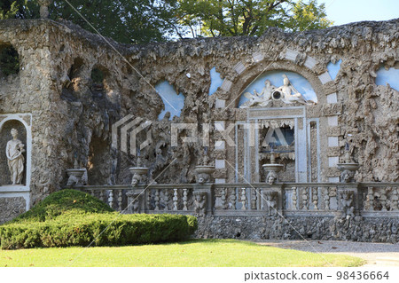Garden and fountain of historic Villa Borromeo Visconti Litta at Milan, Italy  98436664