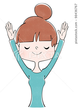 Illustration of a woman taking a deep breath 98436767