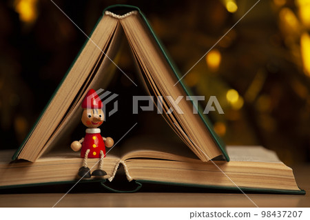 image of wooden toy book dark background 98437207