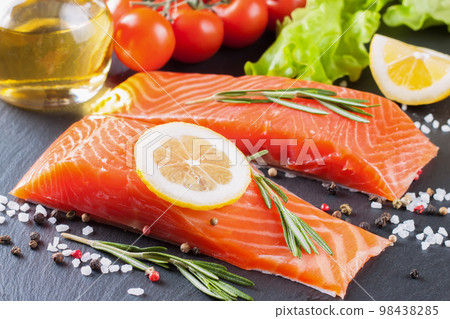 Fresh salmon with spices Fresh salmon with spices 98438285