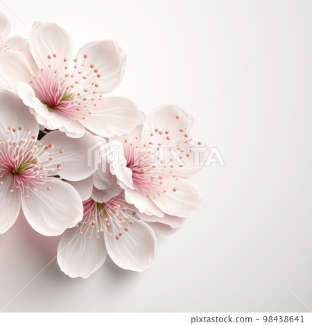 Cherry blossom or sakura tree branch on white copy space background 98438641
