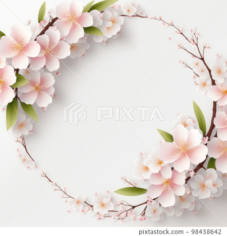 Cherry blossom or sakura tree branch on white copy space background 98438642