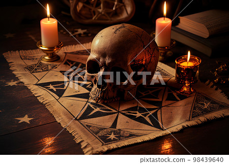 mystical abstract plot on the theme of astrology and witchcraft with magic, an altar for mystical abstract plot on the theme of astrology and witchcraft with magic, an altar for 98439640