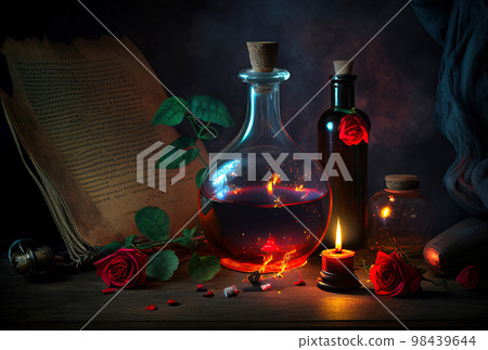 mystical abstract plot on the theme of astrology and witchcraft with magic, an altar for 98439644